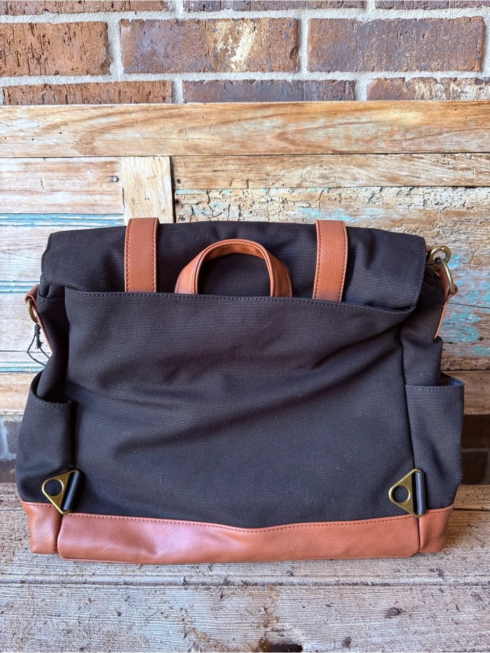 Bodomint Gender Neutral Nylon Vegan Leather Laptop Diaper Bag Multi Use Bag